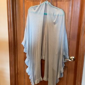 Grey wrap with ruffled trim